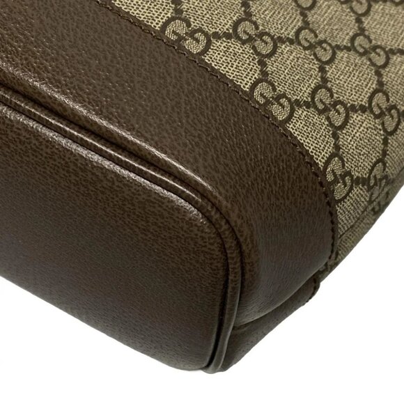Auth GUCCI Ophidia/GG Supreme Dark Brown Beige PVC Leather Tote Bag - Picture 7 of 14